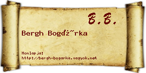 Bergh Bogárka névjegykártya